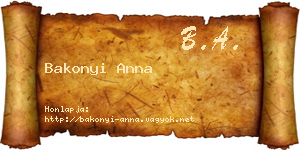 Bakonyi Anna névjegykártya