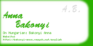 anna bakonyi business card